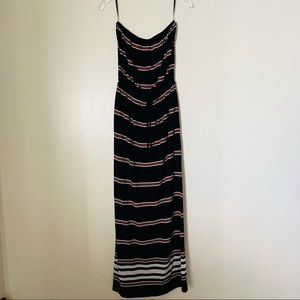 J.Crew Amie Navy Striped Summer Maxi Dress Strapless